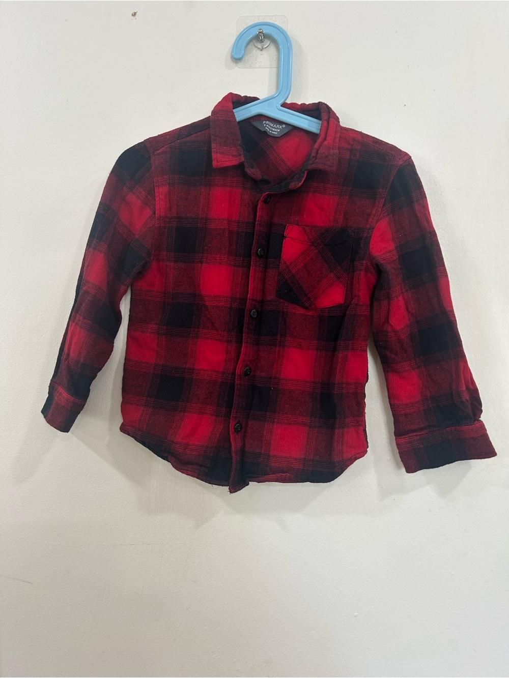 Primark Red & Black Plaid Button-Down Shirt size 3/4